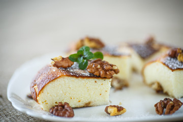 Cottage cheese casserole with walnuts