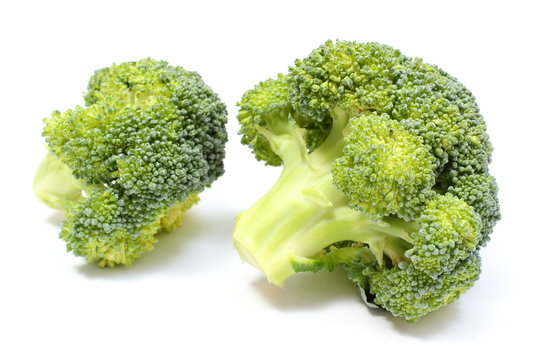 Portion of fresh green broccoli. White background