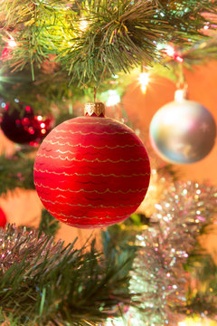 Beautiful glass balls on Christmas Tree