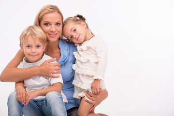 Happy family isolated on white background