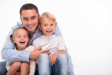 Obraz premium Happy family isolated on white background