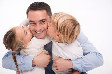 Fototapeta premium Happy family isolated on white background