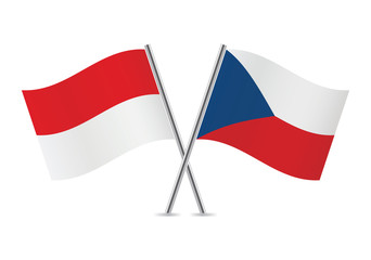 Czech and Indonesian flags. Vector illustration.