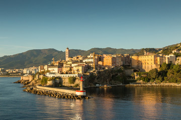 Fototapeta na wymiar The town, citadel and harbour at Bastia in Corsica