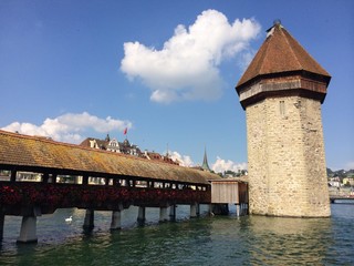 Wooden footbridge in Lucerne