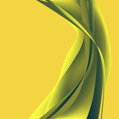 Abstract wave on isolated yellow background vertical