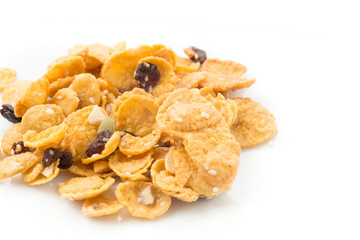 cornflakes and caramel isolated on white background