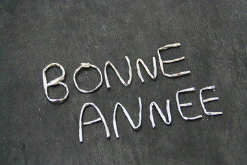 Fototapeta premium bonne année,en lettres argentées