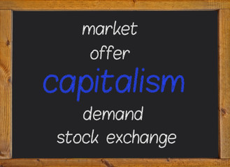 Obraz premium Capitalism written on a blackboard
