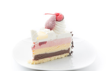 ice-cream cake isolated on white background