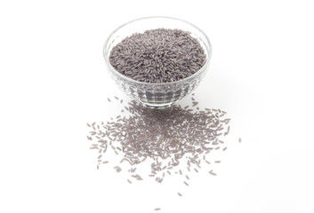 butterfly pea rice isolated on white background