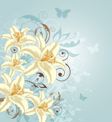 Fototapeta na wymiar Background with flowers and butterflies
