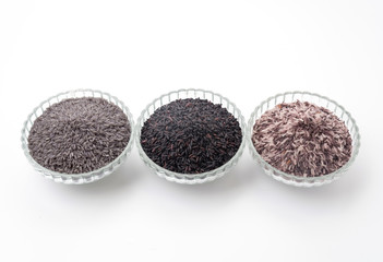 butterfly peas rice ,berry rice and black sticky gaba rice