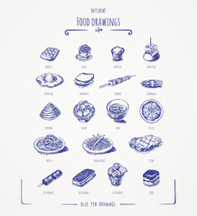 Different food drawings