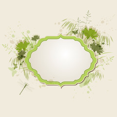 Green label and flowers