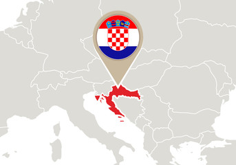 Fototapeta premium Croatia on Europe map
