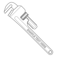 vector outline dark grey pipe adjustable metal wrench icon