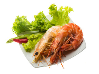 Boiled king prawns