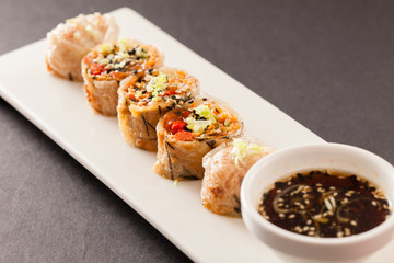 spring rolls with soy sauce