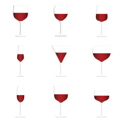 red wine glasses white background
