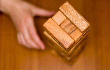 The wooden tower, game of balance and skill