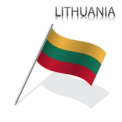 Realistic Lithuanian flag, vector illustration