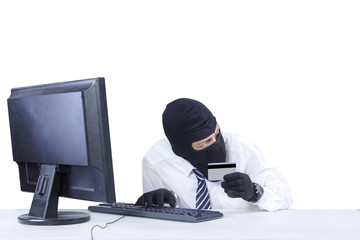 Businessman breaking credit card security 2