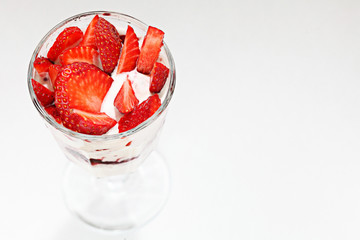ice cream with fresh strawberries