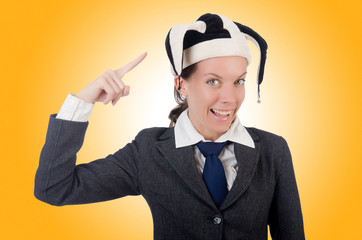 Businessman clown isolated on white