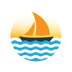 Sailing boat on the water, vector logo