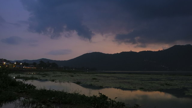 Pokhara Nepal lake sunset time lapse