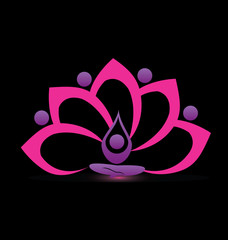Lotus pink flower symbol vector logo design