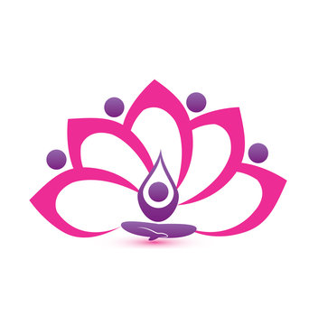 Lotus Pink Flower Symbol Vector Logo Design