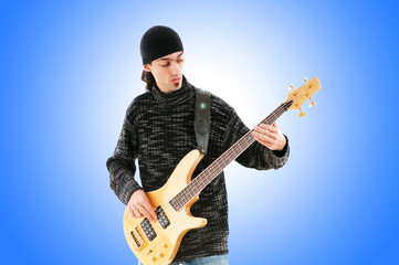 Guitar player isolated on the white background