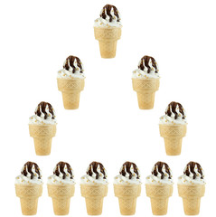 Ice cream horn collage isolated on white