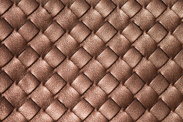 Woven leather background in bronze color