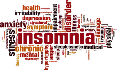 Insomnia word cloud concept. Vector illustration