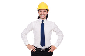 Young architect isolated on white