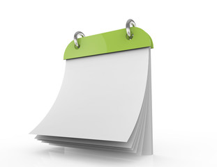 3d illustration of calendar with blank page