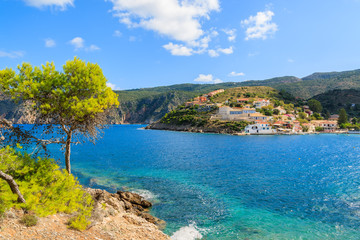 Obraz premium View of Assos village and sea bay, Kefalonia island