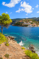 Fototapeta premium View of Assos village and sea bay, Kefalonia island