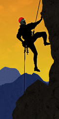 ag6 AlpinistGraphic - climber 2 in the alps - sunset - g2386