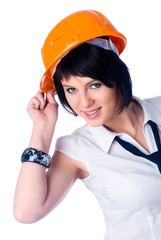 Attractive girl in helmet