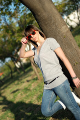 Portrait of a teenage girl with sun glasses. 