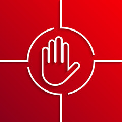 Vector modern white circle icon on red background
