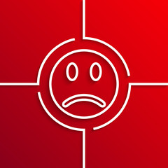 Vector modern white circle icon on red background