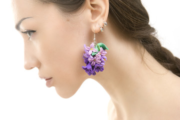 Romantic style: Fashion studio shot of beautiful woman with a fl