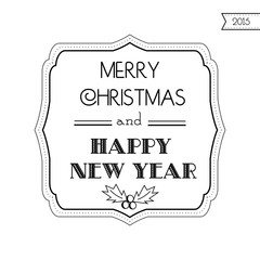 Black-and-white labels for Christmas cards. Contour. Vector