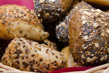 Basket with bread with sesame