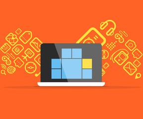 Different icons flows into modern gadget